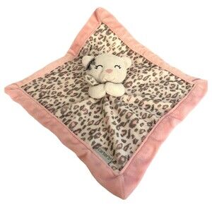 Carters White Bear Lovey Plush Pink & Gray Cheetah Leopard Print Baby Security